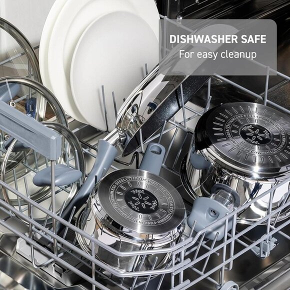 New Essentials Stainless Steel Fry Pan Set 2 Piece, 8" and 10.5", Oven Safe - Picture 7 of 7